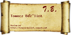 Tomecz Bálint névjegykártya